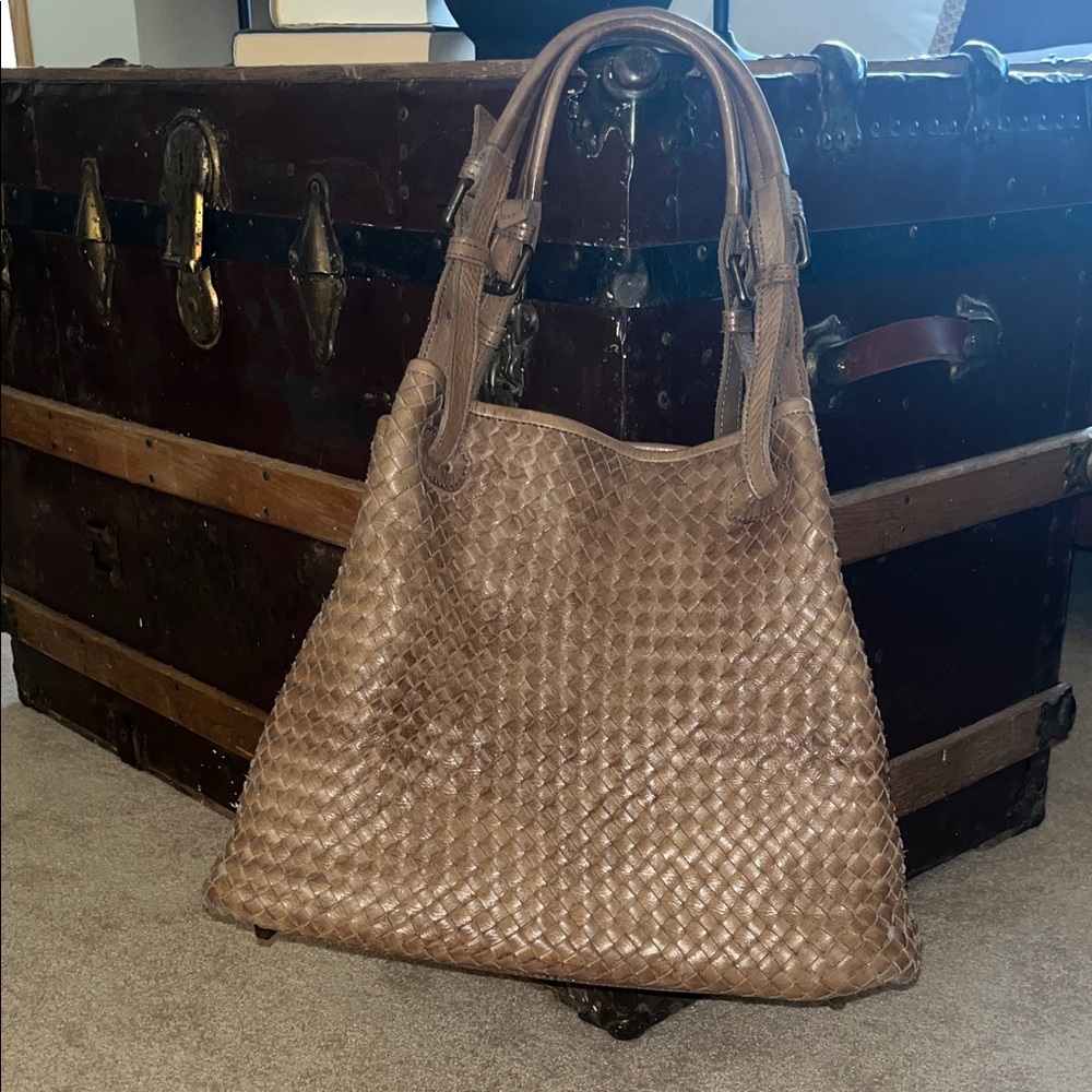 Valentina Tan Woven Hobo Bag